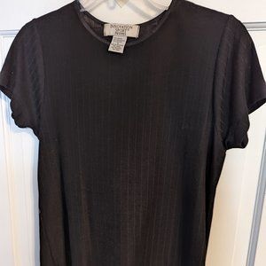 Innovation Sport Petites Ladies Black Striped Basic Top Tunic Rayon Blend sz S